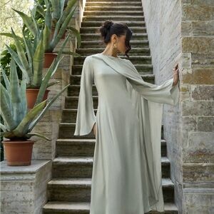 Lichi Maxi Dress with shoulder cape